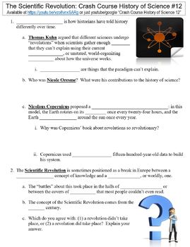 history of science worksheet