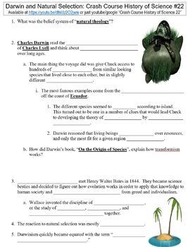 Crash Course History Of Science 22 Darwin And Natural Selection Worksheet