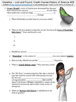 Preview of Crash Course History of Science #25 (Genetics - Lost and Found) worksheet