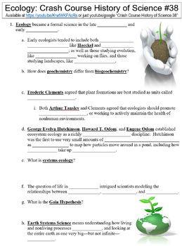 Crash Course History of Science #38 (Ecology) worksheet by Danis Marandis