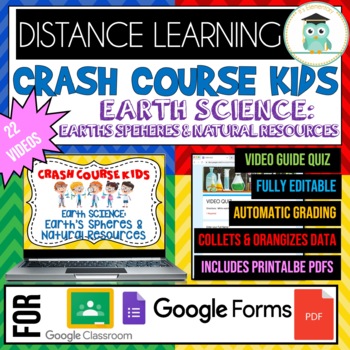 Preview of Crash Course Kids EARTH SPHERES NATURAL RESOURCES BUNDLE Google Forms Worksheets