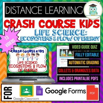 Preview of Crash Course Kids LIFE SCIENCE ECOSYSTEMS BUNDLE Google Forms Quiz Worksheets