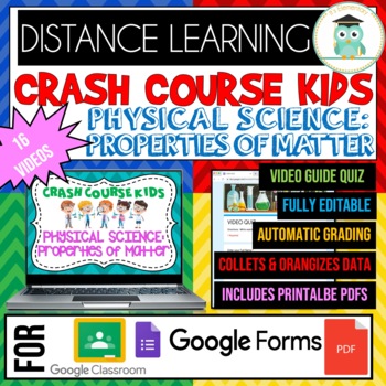 Preview of Crash Course Kids PHYSICAL SCIENCE MATTER BUNDLE Google Forms Quiz Worksheets