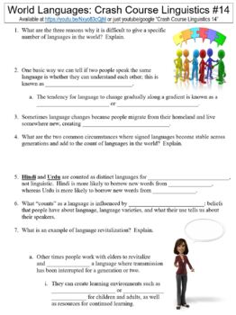 Preview of Crash Course Linguistics #14 (World Languages) worksheet