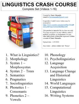 Preview of Crash Course Linguistics Worksheets Complete Set (Full Bundle Collection)