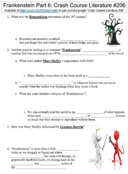 Preview of Crash Course Literature #206 (Frankenstein Part II) worksheet