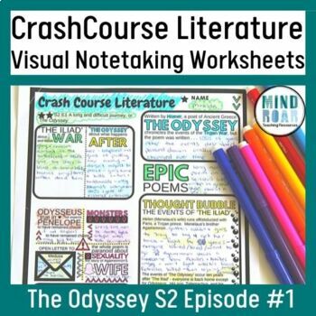 Preview of The Odyssey Worksheet | Crash Course The Odyssey | Teaching The Odyssey