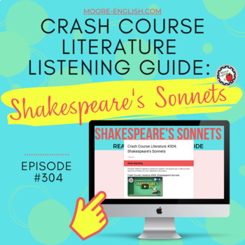 Preview of Crash Course Literature: Shakespeare's Sonnets Listening Guides /Print + Digital