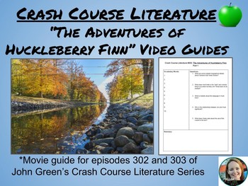 Preview of "The Adventures of Huckleberry Finn" Crash Course Literature Video Guides