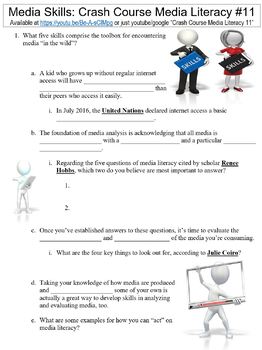 Preview of Crash Course Media Literacy #11 (Media Skills) worksheet
