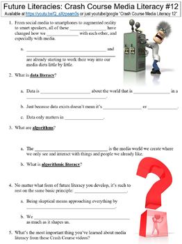 Preview of Crash Course Media Literacy #12 (Future Literacies) worksheet