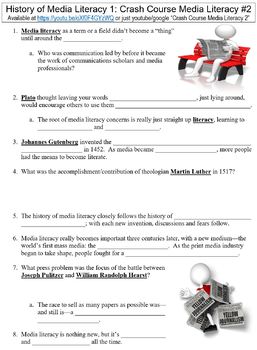 Preview of Crash Course Media Literacy #2 (History of Media Literacy, Part 1) worksheet