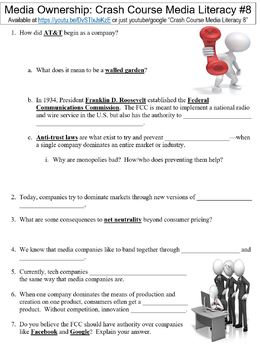 Preview of Crash Course Media Literacy #8 (Media Ownership) worksheet