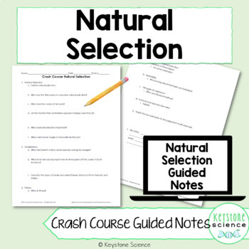 Preview of Crash Course Natural Selection Guided Notes, KEY, & HW Check Digital Learning
