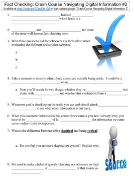 Preview of Crash Course Navigating Digital Information #2 (Fact Checking) worksheet