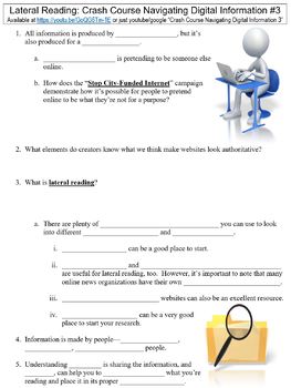 Preview of Crash Course Navigating Digital Information #3 (Lateral Reading) worksheet