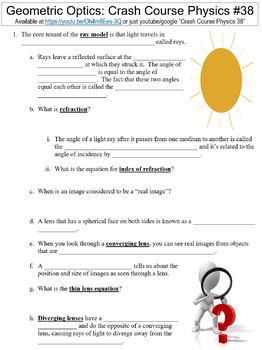 Preview of Crash Course Physics #38 (Geometric Optics) worksheet