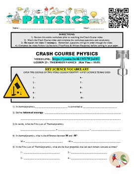 Preview of Crash Course - Physics Lesson #23 - THERMODYNAMICS (science sub plan / no prep)
