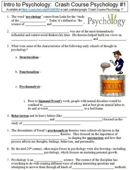 Crash Course Psychology #1 (Intro to Psychology) worksheet by Danis