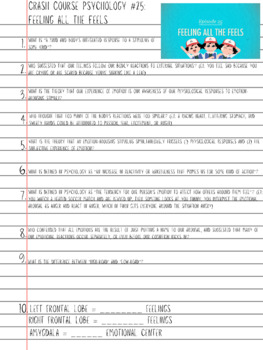 Preview of Crash Course Psychology #25 Notes (WORKSHEET & ANSWER KEY)