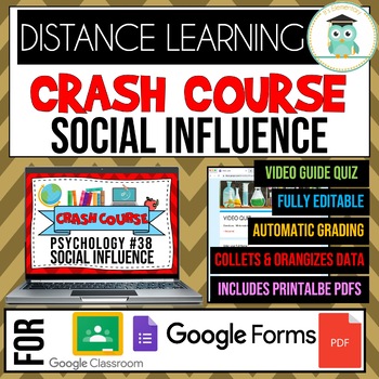 Preview of Crash Course Psychology #38 Social Influence Google Forms Self-Grading Quiz