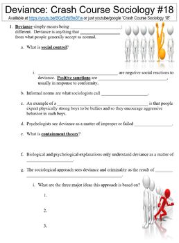 Preview of Crash Course Sociology #18 (Deviance) worksheet