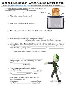 Preview of Crash Course Statistics #15 (The Binomial Distribution) worksheet