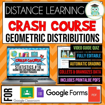 Preview of Crash Course Statistics #16 Geometric Distributions Google Forms Quiz