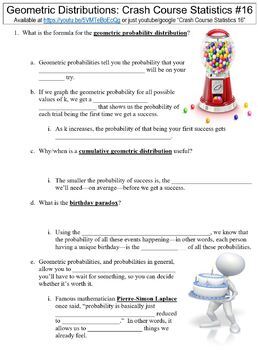 Preview of Crash Course Statistics #16 (Geometric Distributions) worksheet