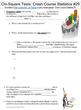 Preview of Crash Course Statistics #29 (Chi-Square Tests) worksheet