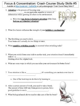 Crash Course Study Skills 5 Focus Concentration Worksheet