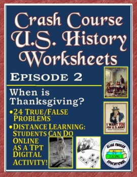 Preview of Crash Course U.S. History Worksheet: Episode 2 -- When is Thanksgiving?