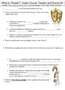 Preview of Crash Course Theater and Drama #1 (What is Theater?) worksheet