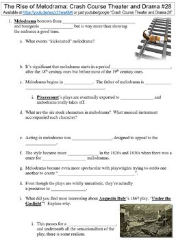 Preview of Crash Course Theater and Drama #28 (The Rise of Melodrama) worksheet