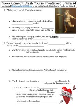 Preview of Crash Course Theater and Drama #4 (Greek Comedy) worksheet