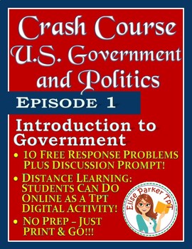 Preview of Crash Course U.S. Government Worksheets Episode 1: Introduction to Government