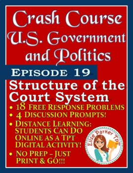 Preview of Crash Course U.S. Government Worksheets Episode 19: Structure of Court Systems
