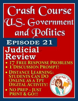 Preview of Crash Course U.S. Government Worksheets Episode 21: Judicial Review