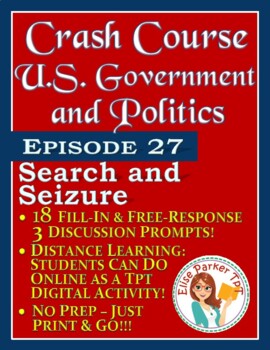 Preview of Crash Course U.S. Government Worksheets Episode 27: Search and Seizure