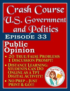 Preview of Crash Course U.S. Government Worksheets Episode 33: Public Opinion
