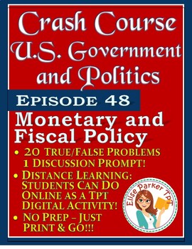Preview of Crash Course U.S. Government Worksheets Episode 48: Monetary & Fiscal Policy
