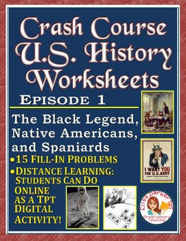 Preview of Crash Course U.S. History Worksheet: Episode 1 -- Native Americans & Spaniards