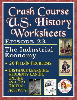 Preview of Crash Course U.S. History Worksheet Episode 23 -- The Industrial Economy