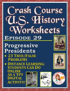 Preview of Crash Course U.S. History Worksheet Episode 29 -- Progressive Presidents