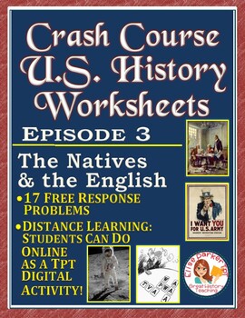 Preview of Crash Course U.S. History Worksheet: Episode 3 -- The Natives and the English