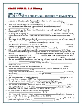 crash course u s history worksheet episode 6 taxes and smuggling