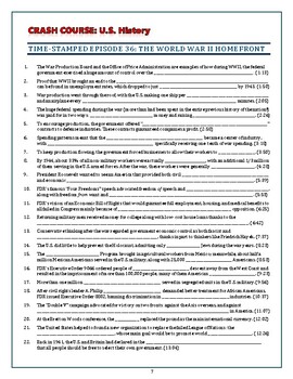 distance learning crash course u s history worksheets episodes 36 40 bundle