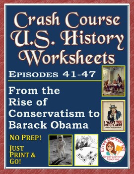 Preview of DISTANCE LEARNING Crash Course U.S. History Worksheets: Episodes 41-47 BUNDLE