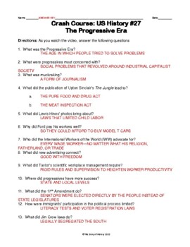 progressive era crash course worksheet