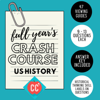 Preview of Crash Course US History Viewing Guides - Complete Set of Video Questions + KEY